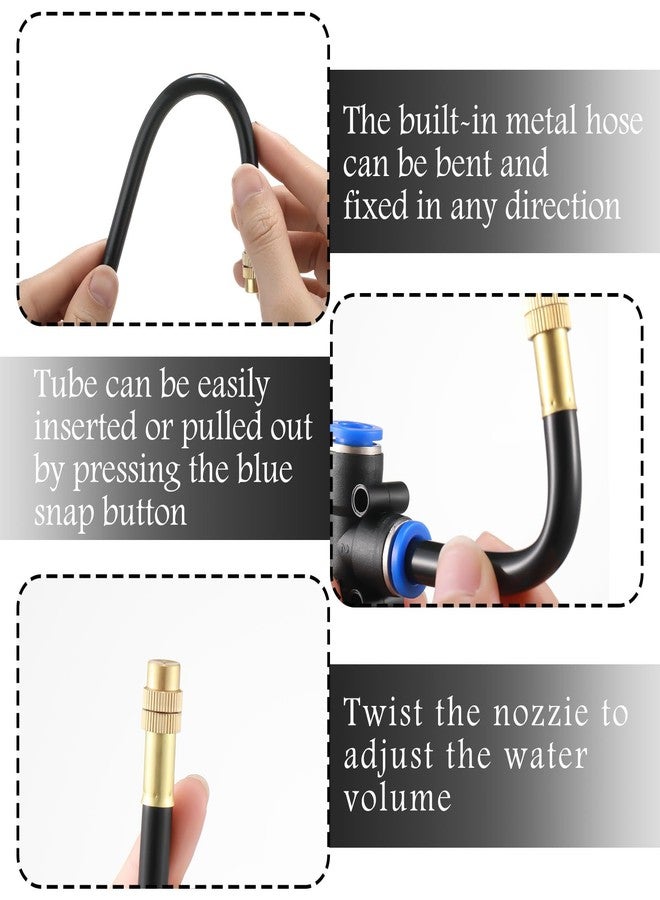 Zonon 10 Pcs Brass Misting Nozzles Tee with 8 Inch Built in Hose 360 Degree Rotation Adjustable Water Mister Nozzles Thread Sprayer 0.043" Misting Parts and Accessories for Patio Outdoor Cooling - Image 3